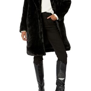 Stylish Black Faux Fur Coat